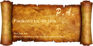 Paukovits Arika névjegykártya